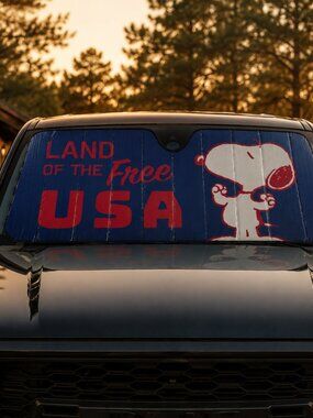 Peanuts Snoopy Car Sunshade for Trucks & SUVs | Patriotic Americana Windshield C